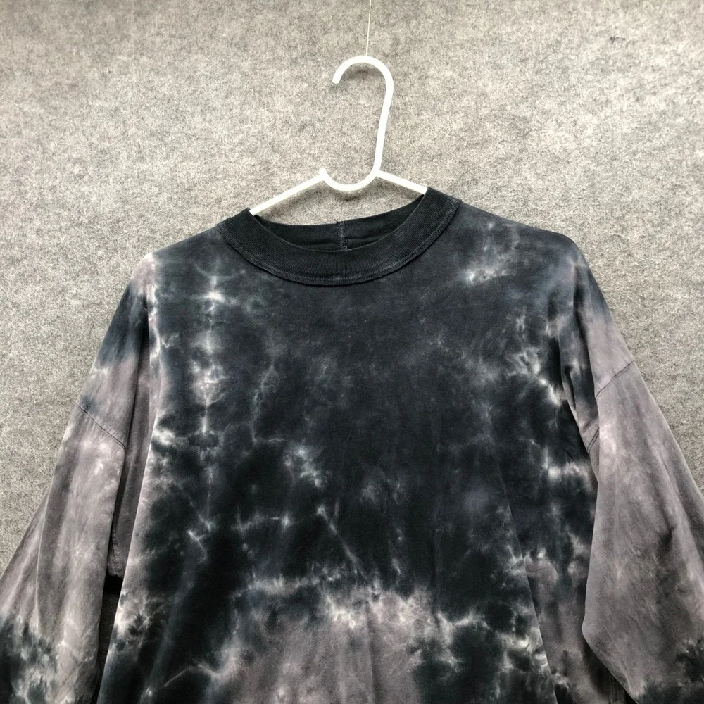 We The Free People Be Free Tie Dye Tee Womens S Long Sleeve Gray Oversized